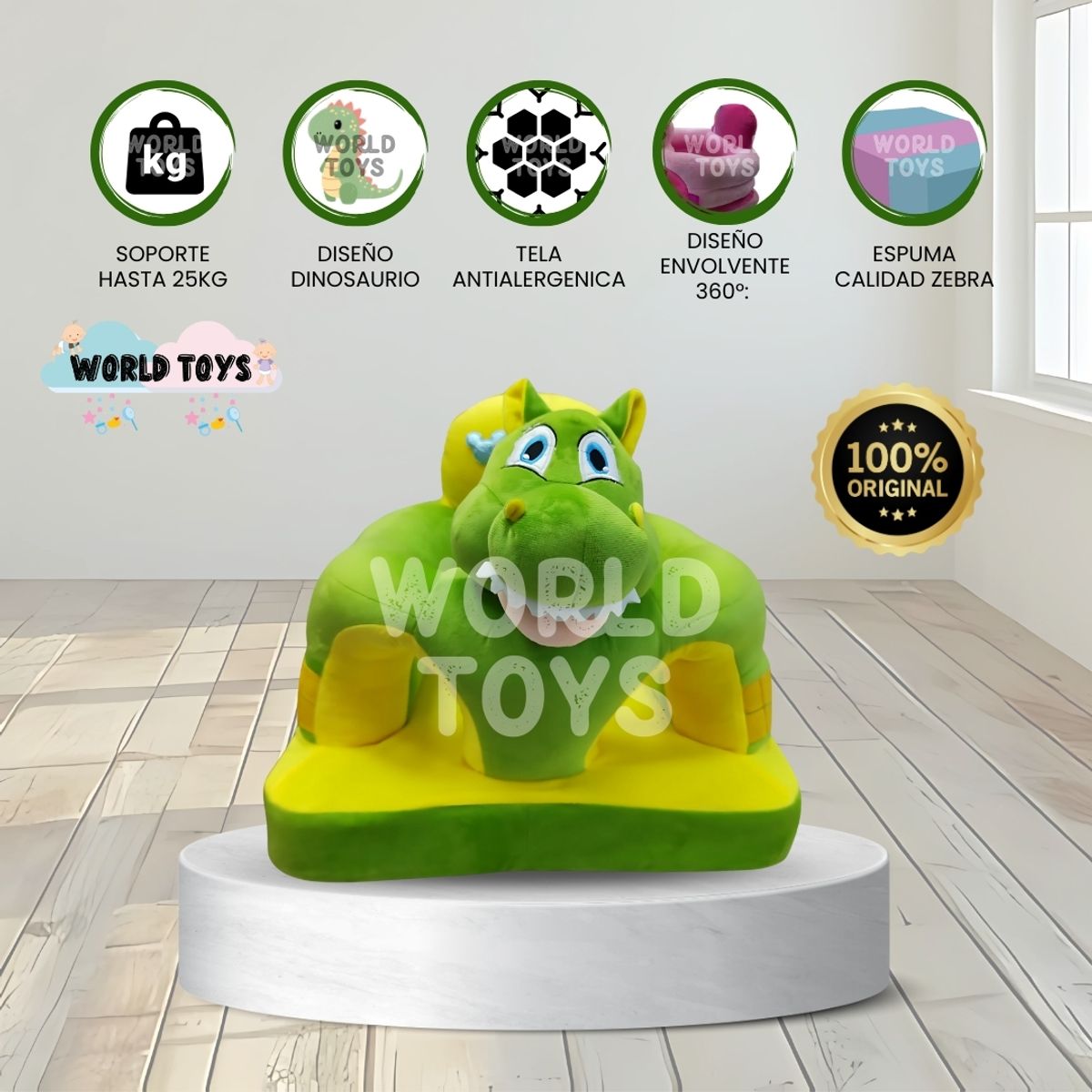 BABY - Asiento de Apoyo para Bebés «DINO» Animal Green