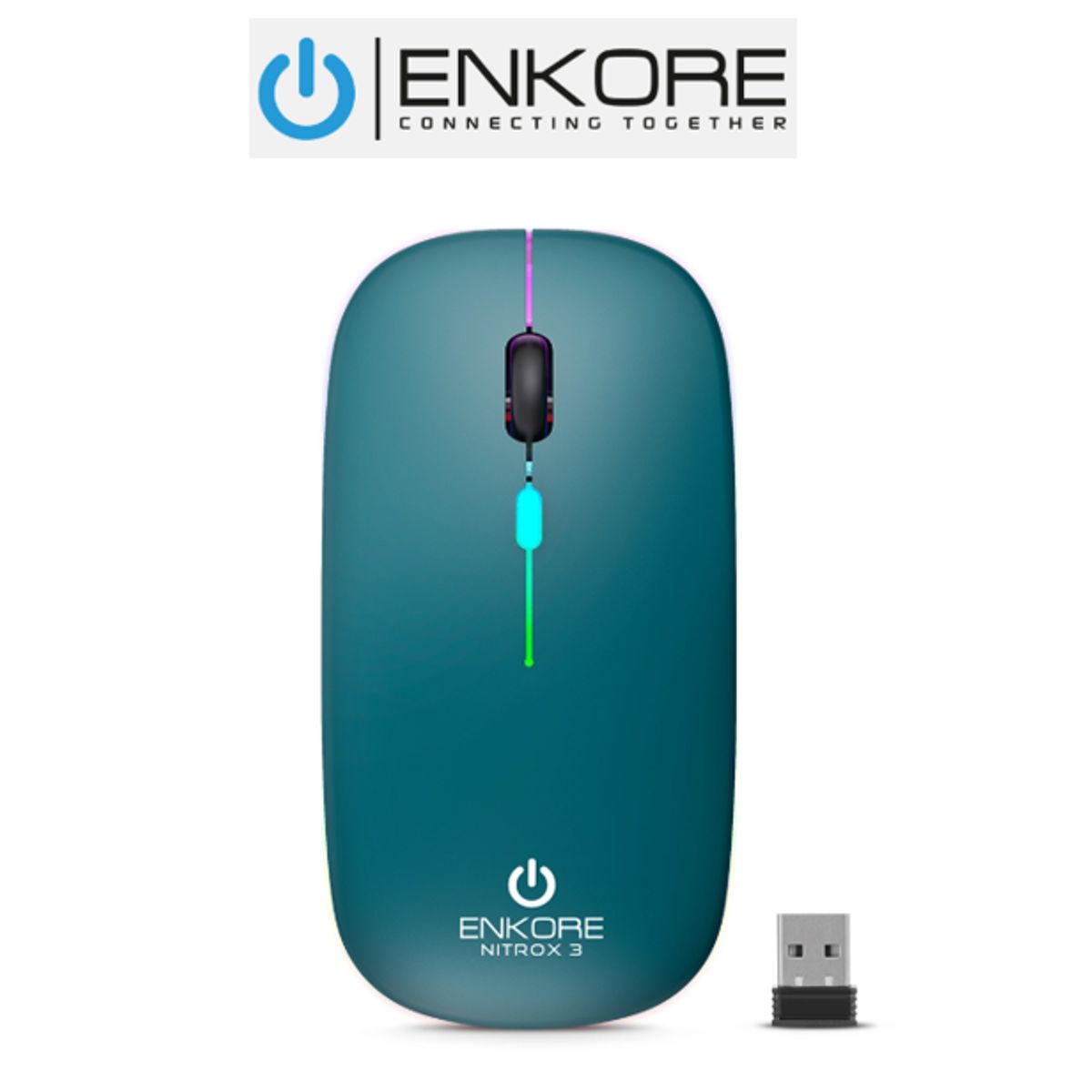 ENKORE - Mouse Inalambrico NITROX 3 GREEN - ENK M205 - 3G 3 Modos ENKORE