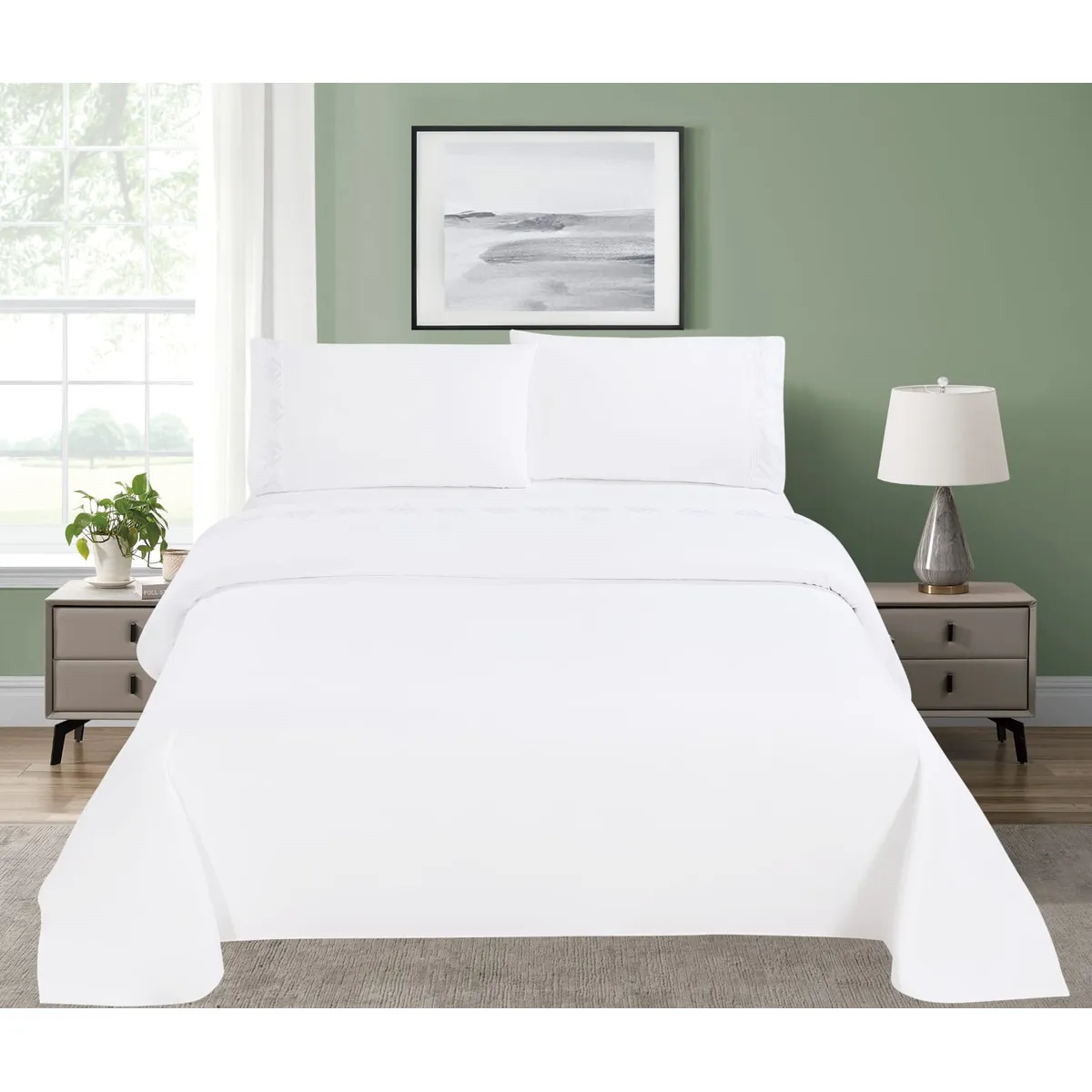 GENERICO - JUEGO DE SÁBANAS BORDADO - HAIRIFON