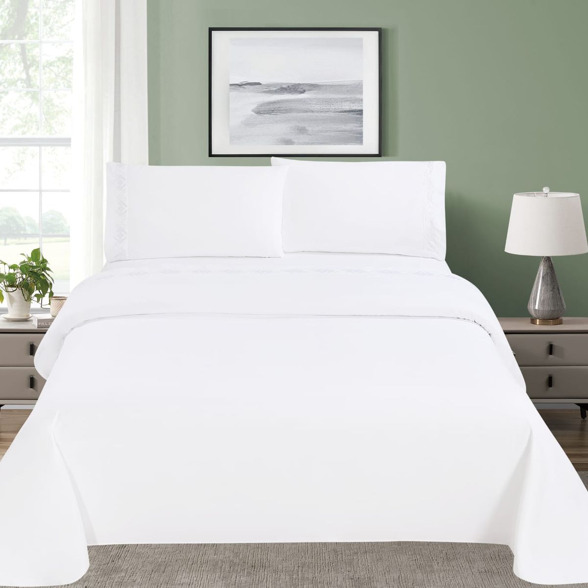 GENERICO - JUEGO DE SÁBANAS BORDADO - HAIRIFON