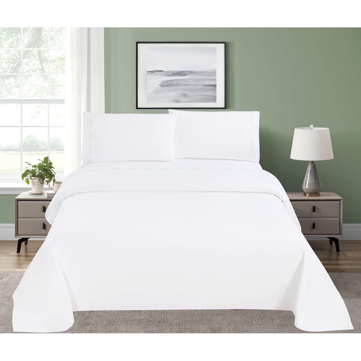 GENERICO - JUEGO DE SÁBANAS BORDADO - HAIRIFON