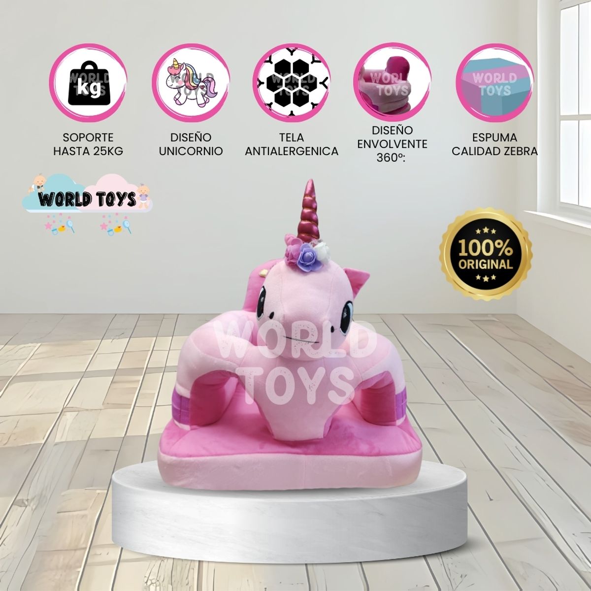 BABY - Asiento de Apoyo para Bebés «UNICORN» Premium Pink