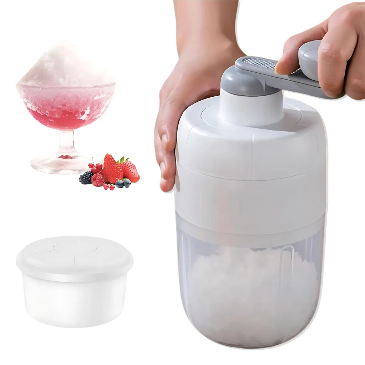 ELMEJORPRECIO - Triturador de Hielo Manual para Helados y Postres Blanco