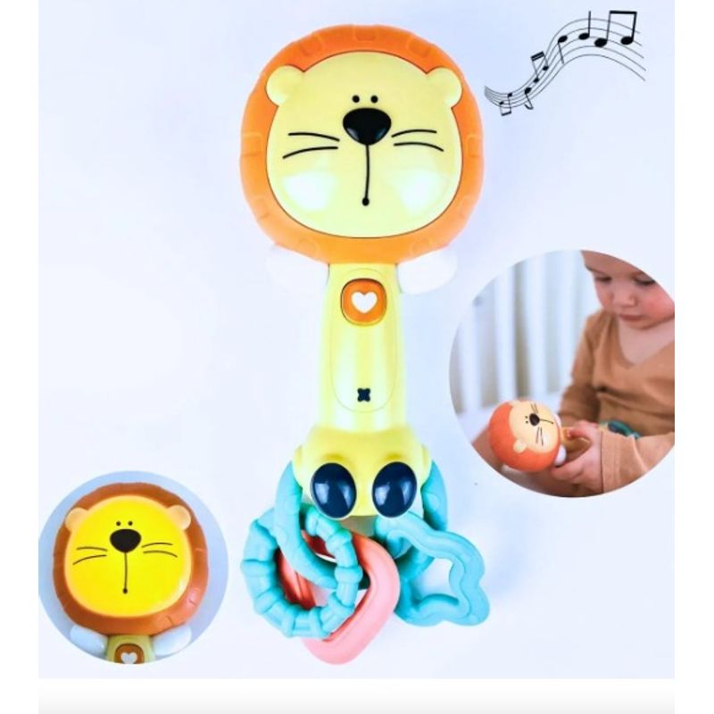 GENERICO - Sonajero Musical Leon Con Mordillo Blando Bebe