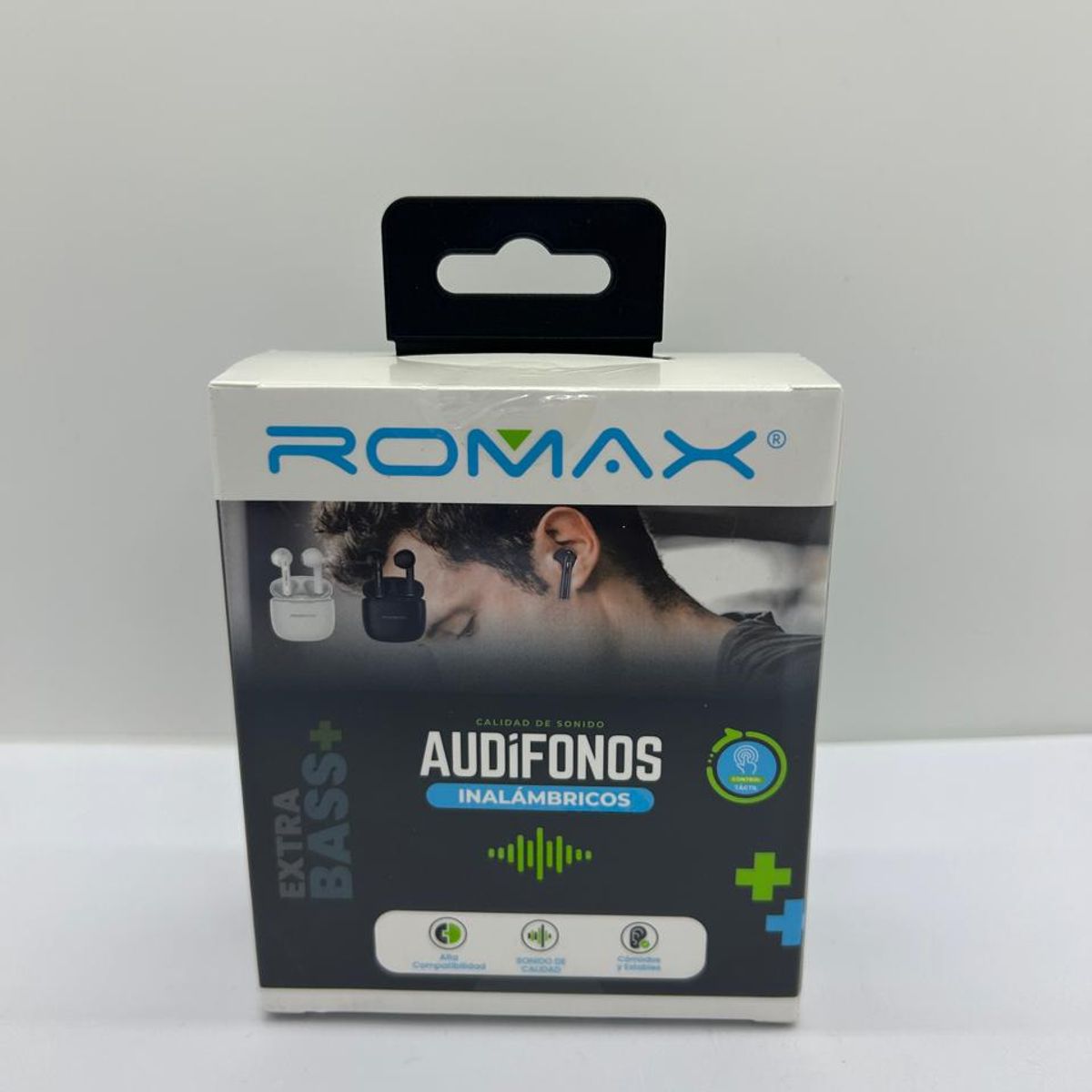 ROMAX - AUDIFONO BT ROMAX  INALAMBRICOS NEGRO BLANCO