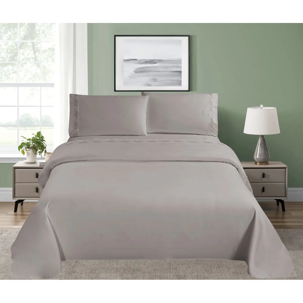 GENERICO - JUEGO DE SÁBANAS BORDADO - HAIRIFON