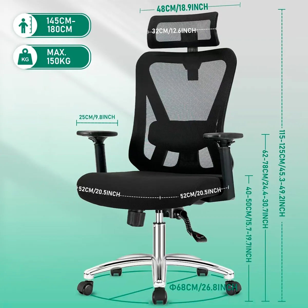 OFIDEAS - Silla de Oficina Reclinable Dolfín LAP Presidente Negro Ofideas