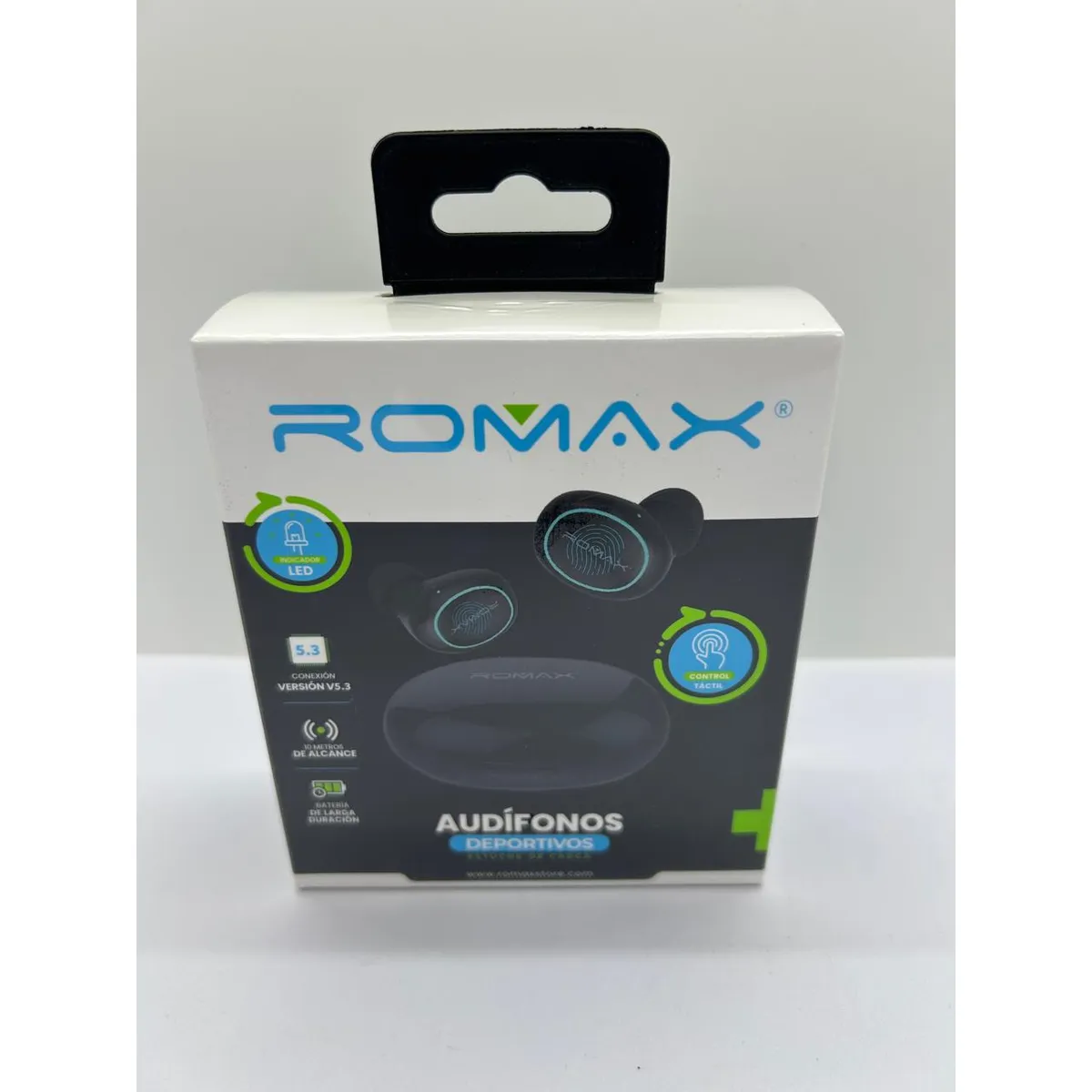 ROMAX - AUDIFONO BT ROMAX DEPORTIVO NEGRO BLANCO