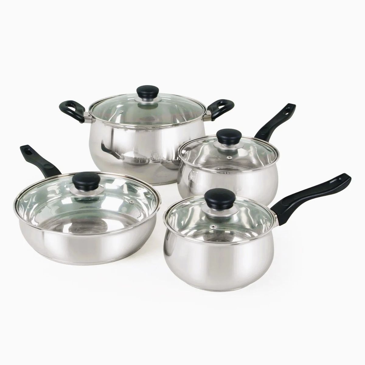 OSTER - Juego de Ollas Oster Rametto 8 piezas Acero Inoxidable Plateado