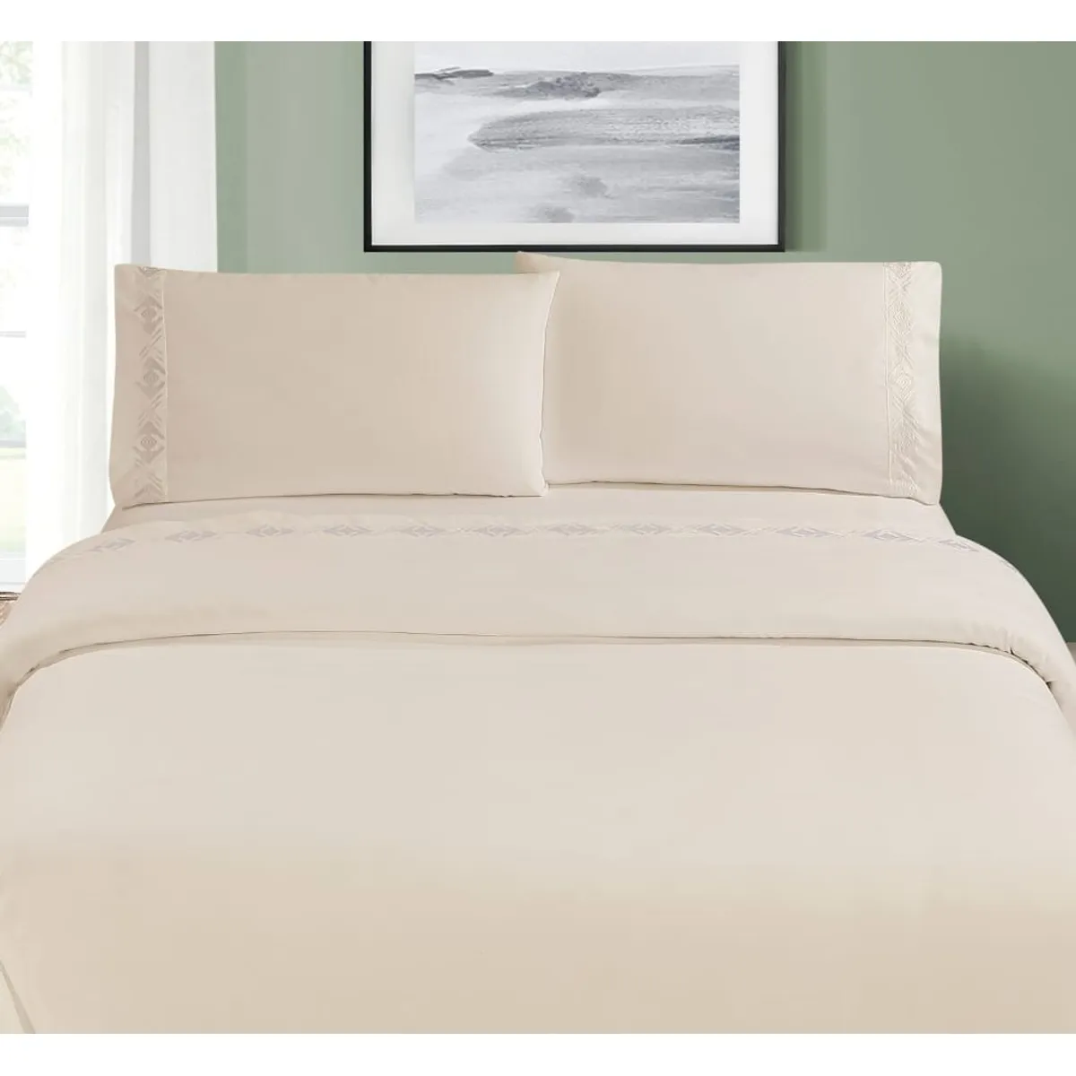 GENERICO - JUEGO DE SÁBANAS BORDADO - HAIRIFON