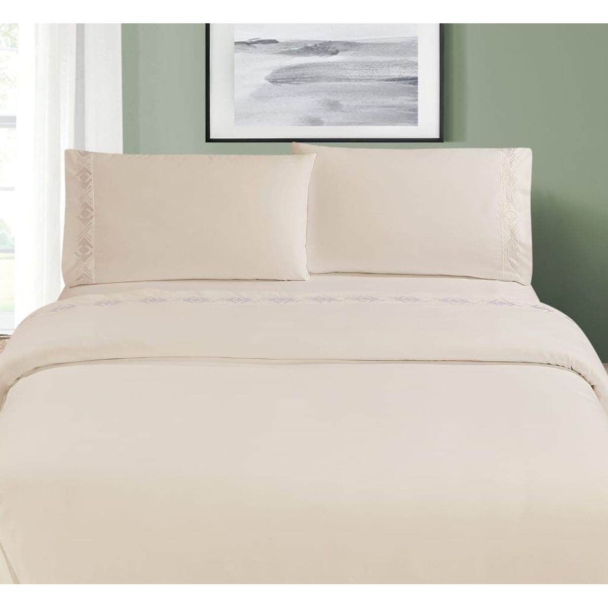 GENERICO - JUEGO DE SÁBANAS BORDADO - HAIRIFON