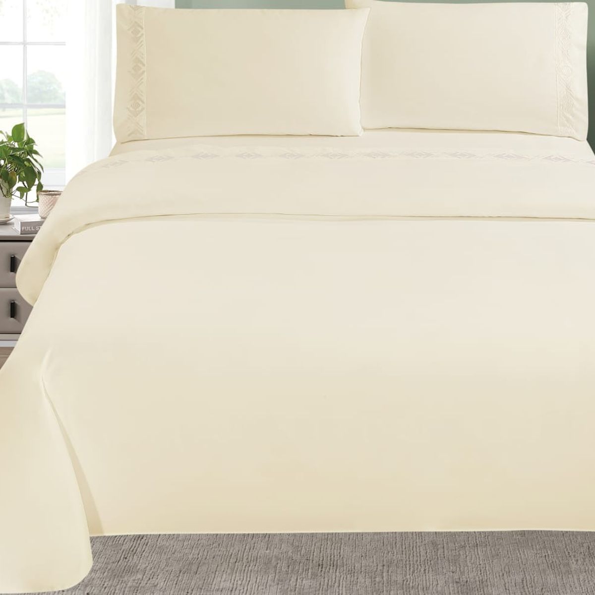 GENERICO - JUEGO DE SÁBANAS BORDADO - HAIRIFON