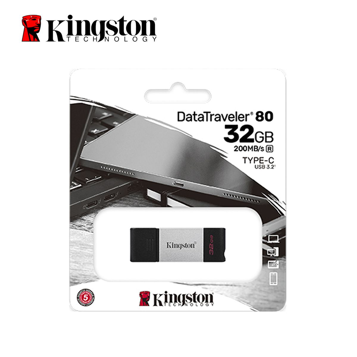 KINGSTON - Memoria USB-C DT80 32GB 200Mbs