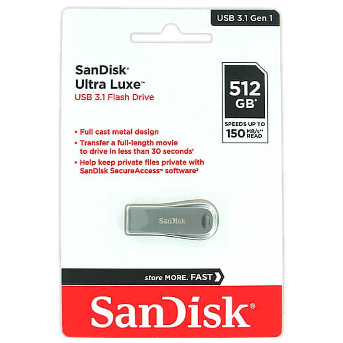 SANDISK - Memoria USB Ultra Luxe 512GB 31 Flash Drive 150MbS