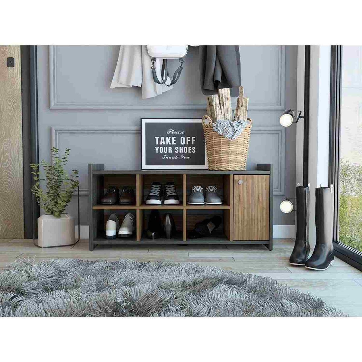 R&R MUEBLES - Zapatera Moderna Baja Bae Marrón R&R MUEBLES