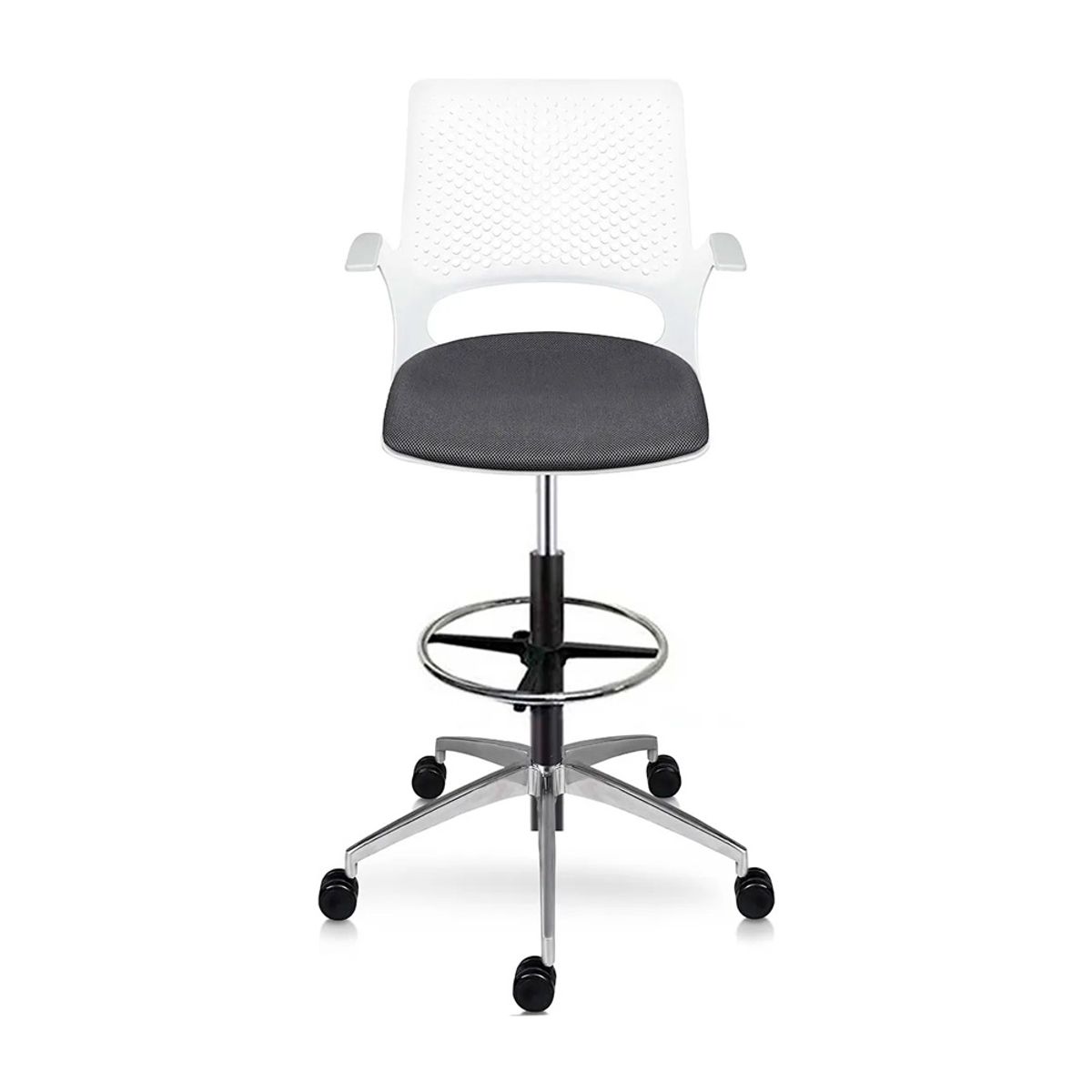 OFIDEAS - Silla Cajera Ergonómica Con Apoyabrazos Buró GrisBlanco Ofideas