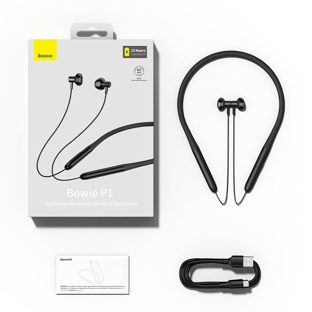 BASEUS - Auriculares inalámbricos BASEUS Bowie P1 NEAKBAND NEGRO