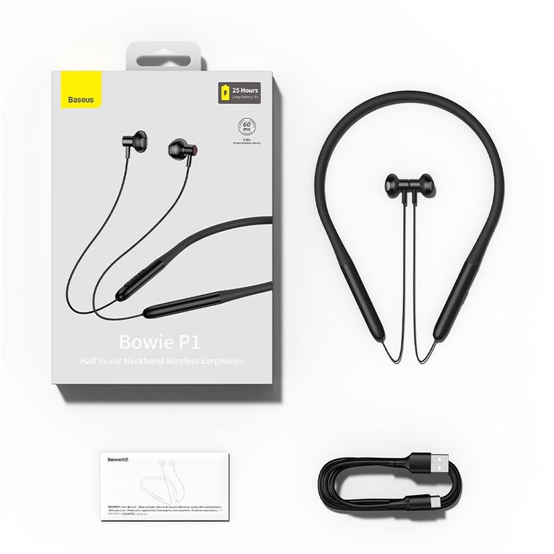 BASEUS - Auriculares inalámbricos BASEUS Bowie P1 NEAKBAND NEGRO