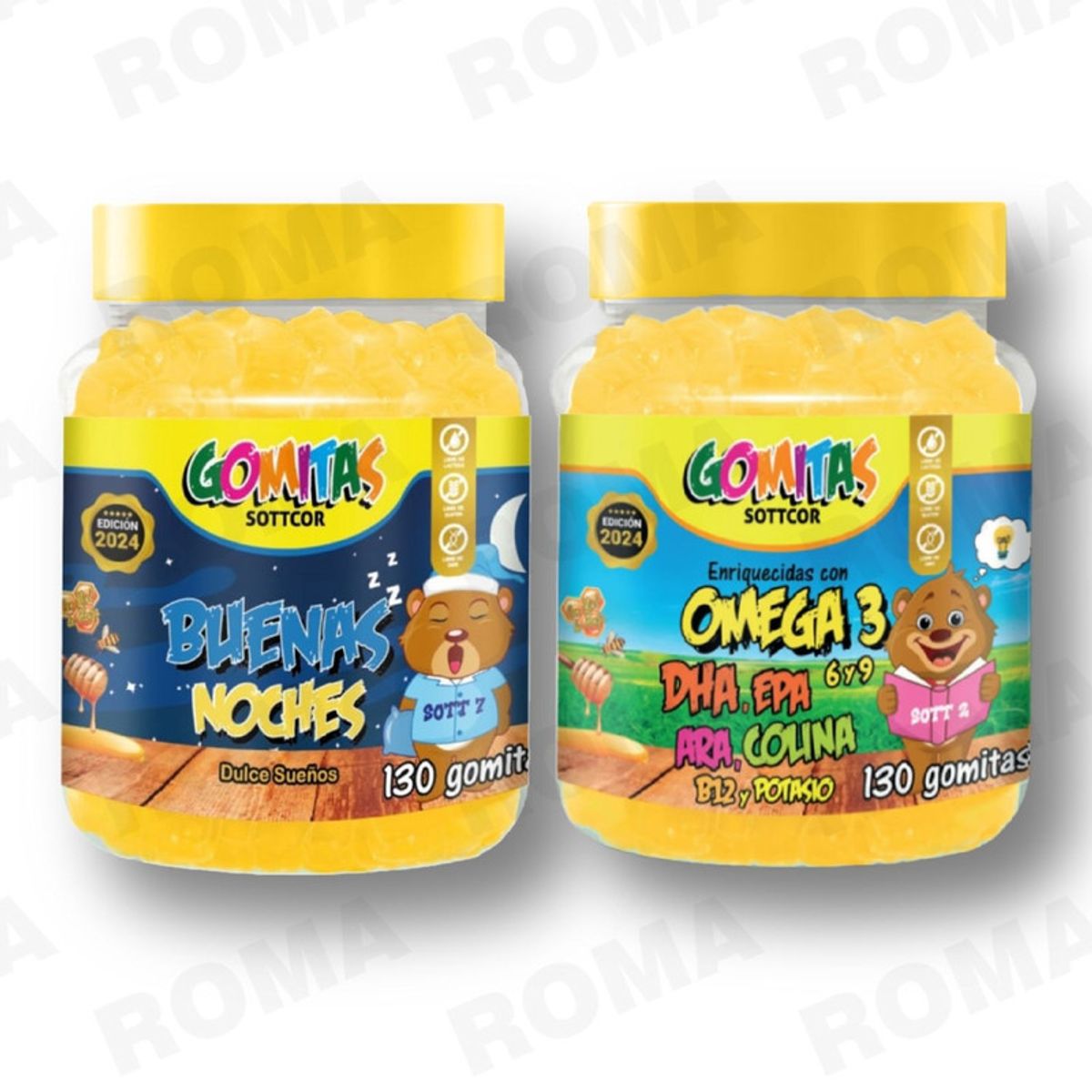 GENERICO - PACK 2 GOMITAS BUENAS NOCHES NIÑOS + OMEGA 3 NIÑOS 260 UND