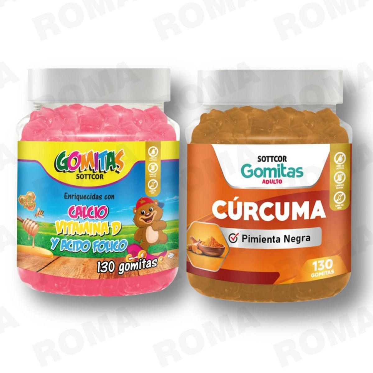 GENERICO - PACK 2 GOMITAS CALCIO NIÑOS 130UND + GOMITAS CÚRCUMA 130UND