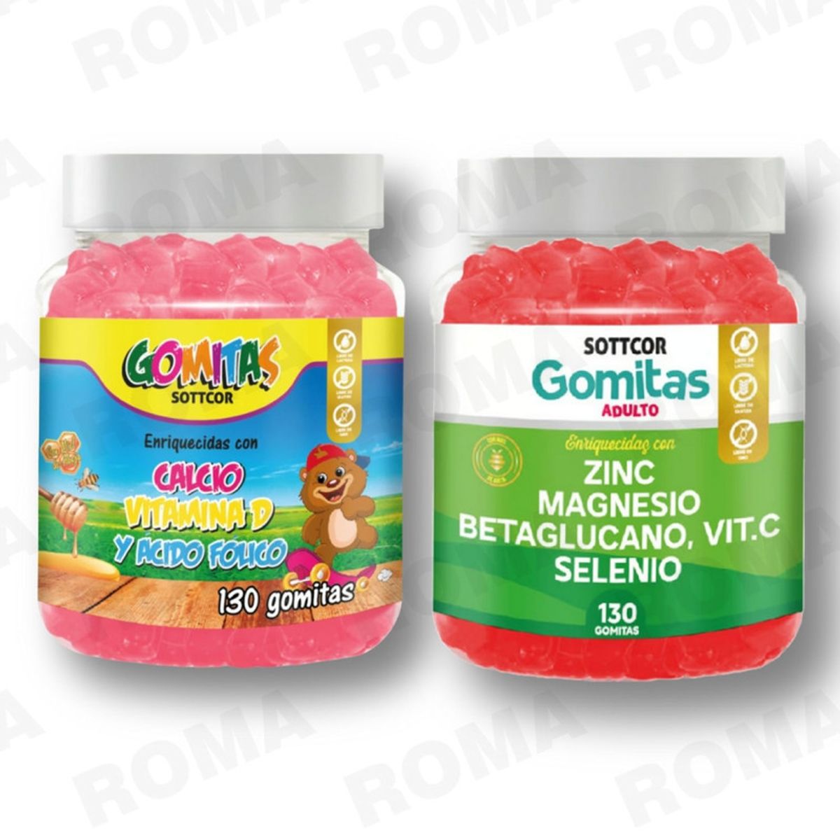 GENERICO - PACK 2 GOMITAS CALCIO NIÑOS + ZINC ADULTO 260 UND