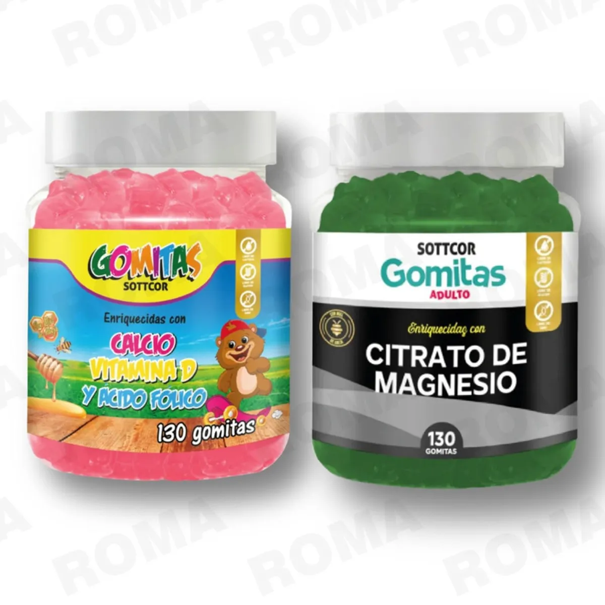 GENERICO - PACK 2 GOMITAS CALCIO NIÑOS + CITRATO DE MAGNESIO ADULTO 260UND
