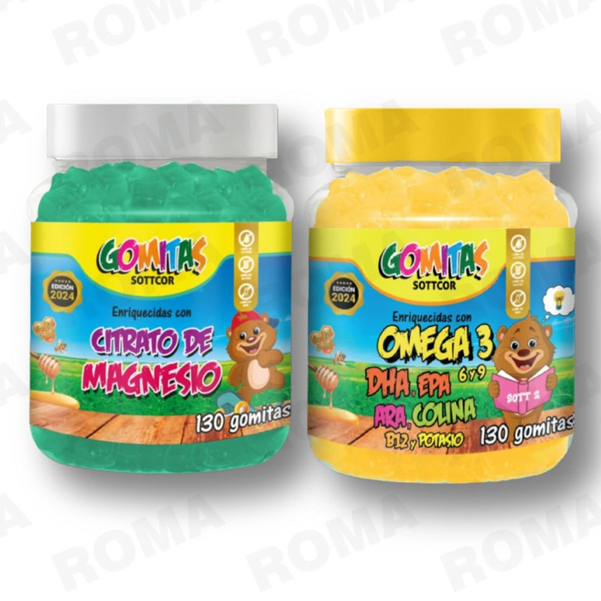 GENERICO - PACK 2 GOMITAS CITRATO DE MAGNESIO NIÑOS + OMEGA 3 NIÑOS 260 UND