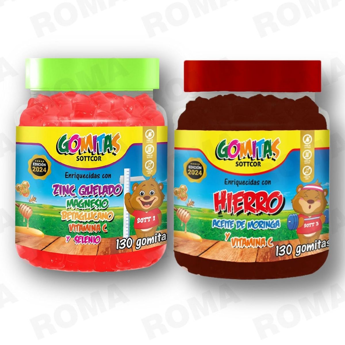 GENERICO - PACK 2 GOMITAS ZINC QUELADO NIÑOS + HIERRO NIÑOS 260 UND