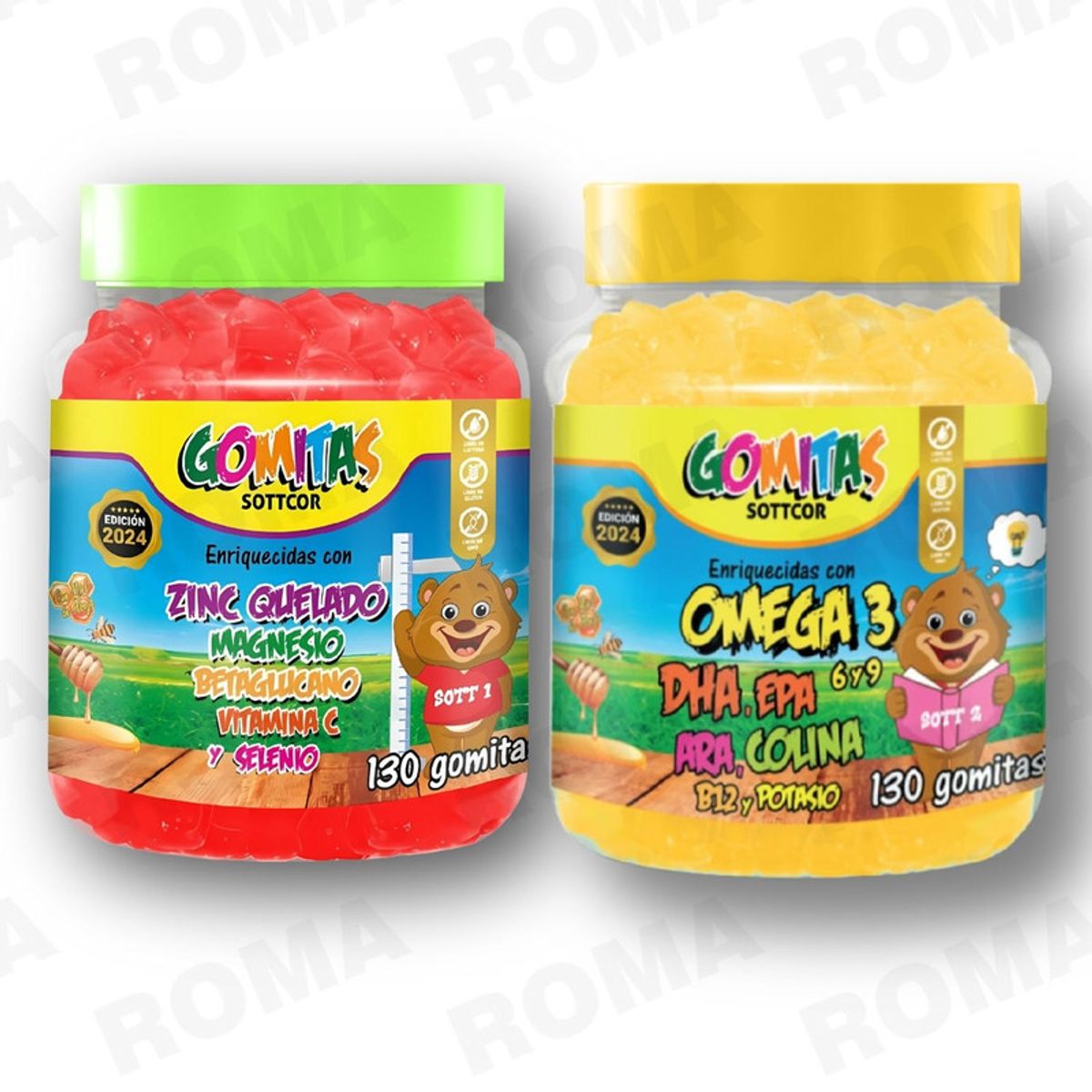 GENERICO - PACK 2 GOMITAS ZINC QUELADO NIÑOS  + OMEGA 3 NIÑOS 260 UND