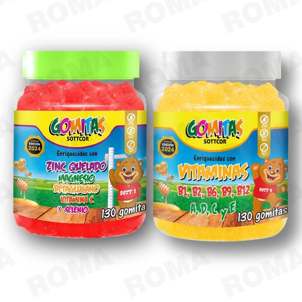 GENERICO - PACK 2 GOMITAS ZINC QUELADO NIÑOS  + VITAMINAS PARA NIÑOS 260 UND