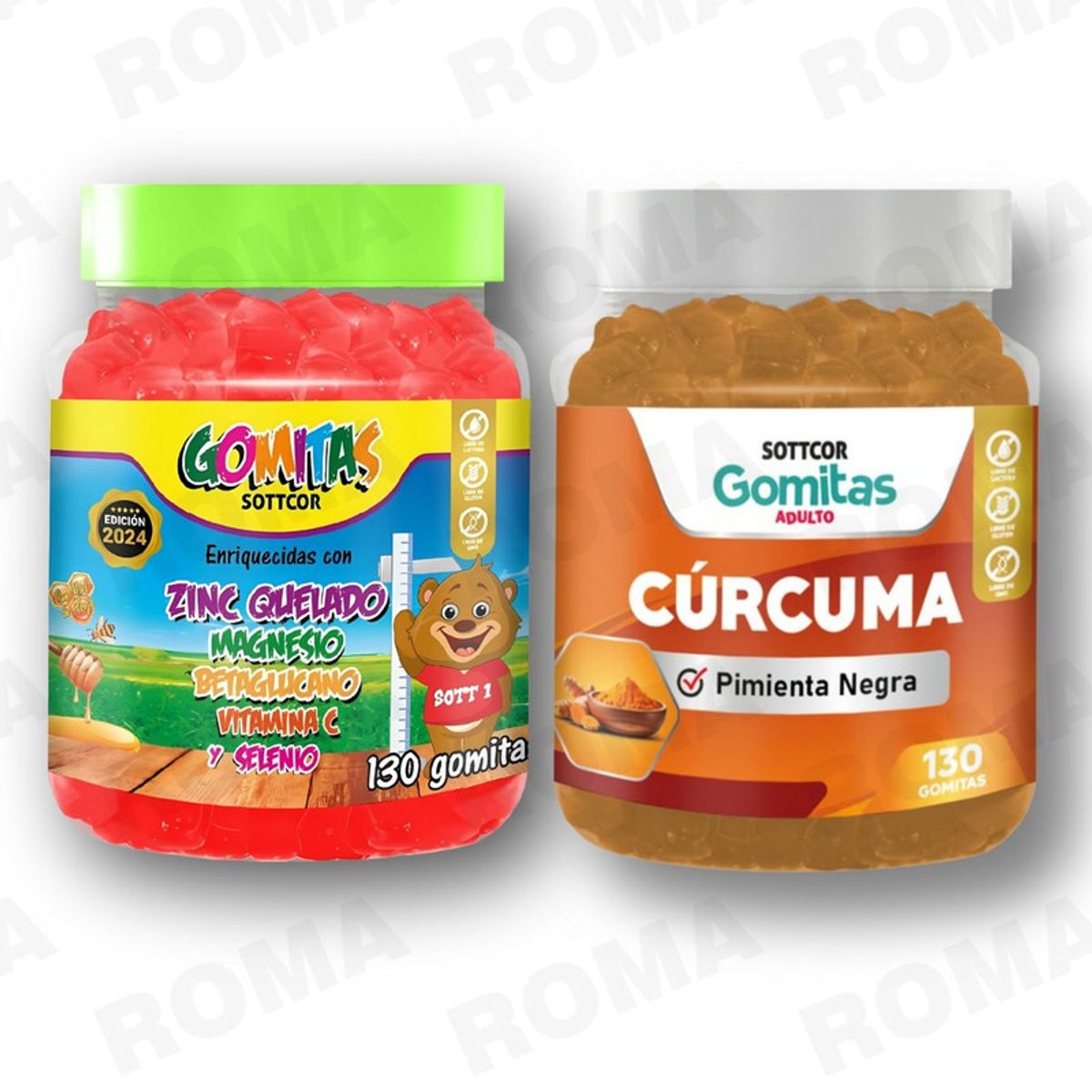 GENERICO - PACK 2 GOMITAS ZINC QUELADO NIÑOS  + GOMITAS CÚRCUMA 260 UND