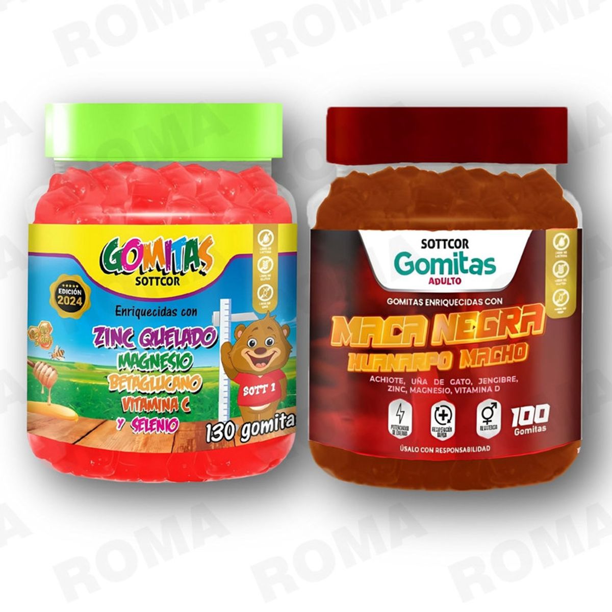 GENERICO - PACK 2 GOMITAS ZINC QUELADO NIÑOS + GOMITAS MACA NEGRA 100 UND