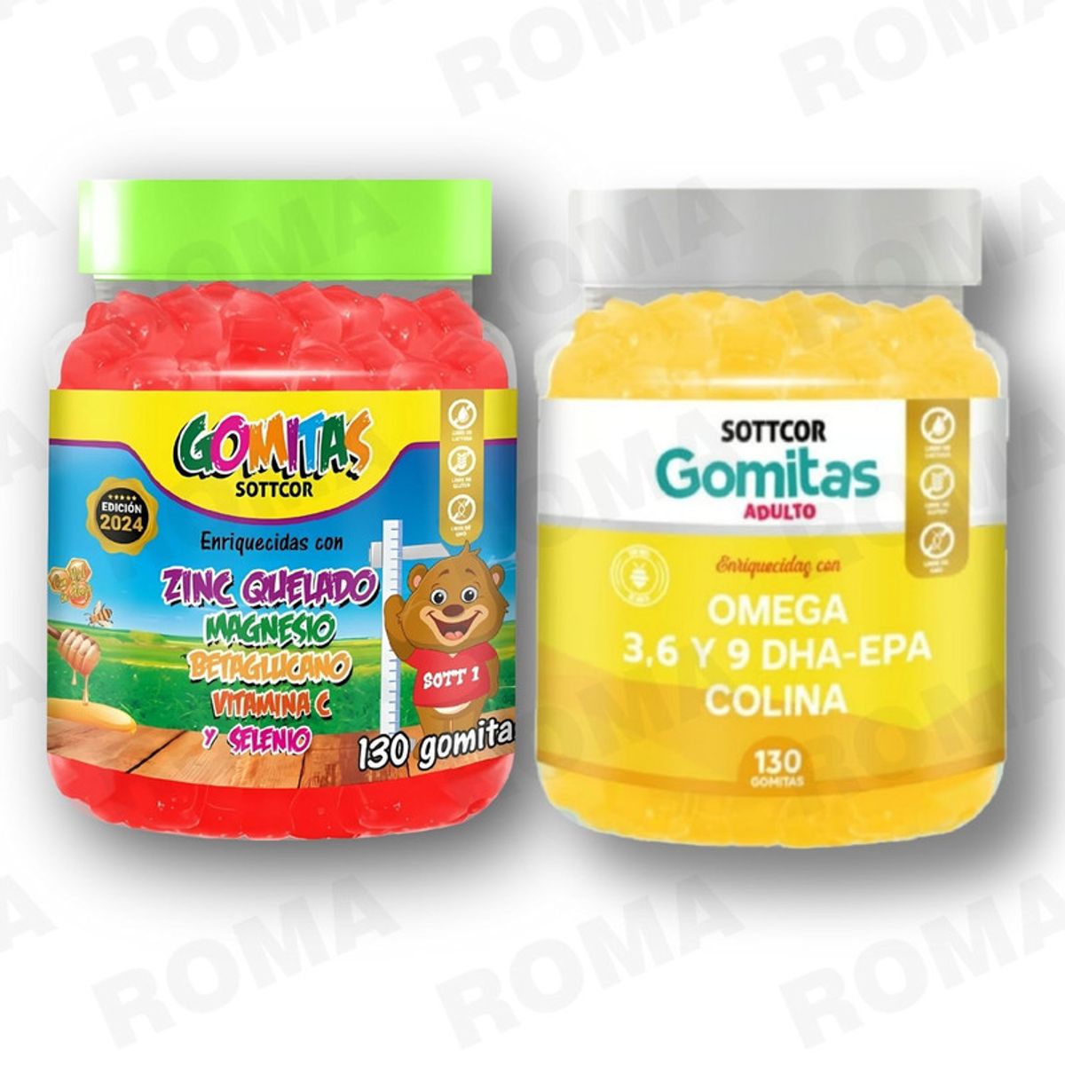 GENERICO - PACK 2 GOMITAS ZINC QUELADO NIÑOS  + OMEGA 3 ADULTO 260 UND