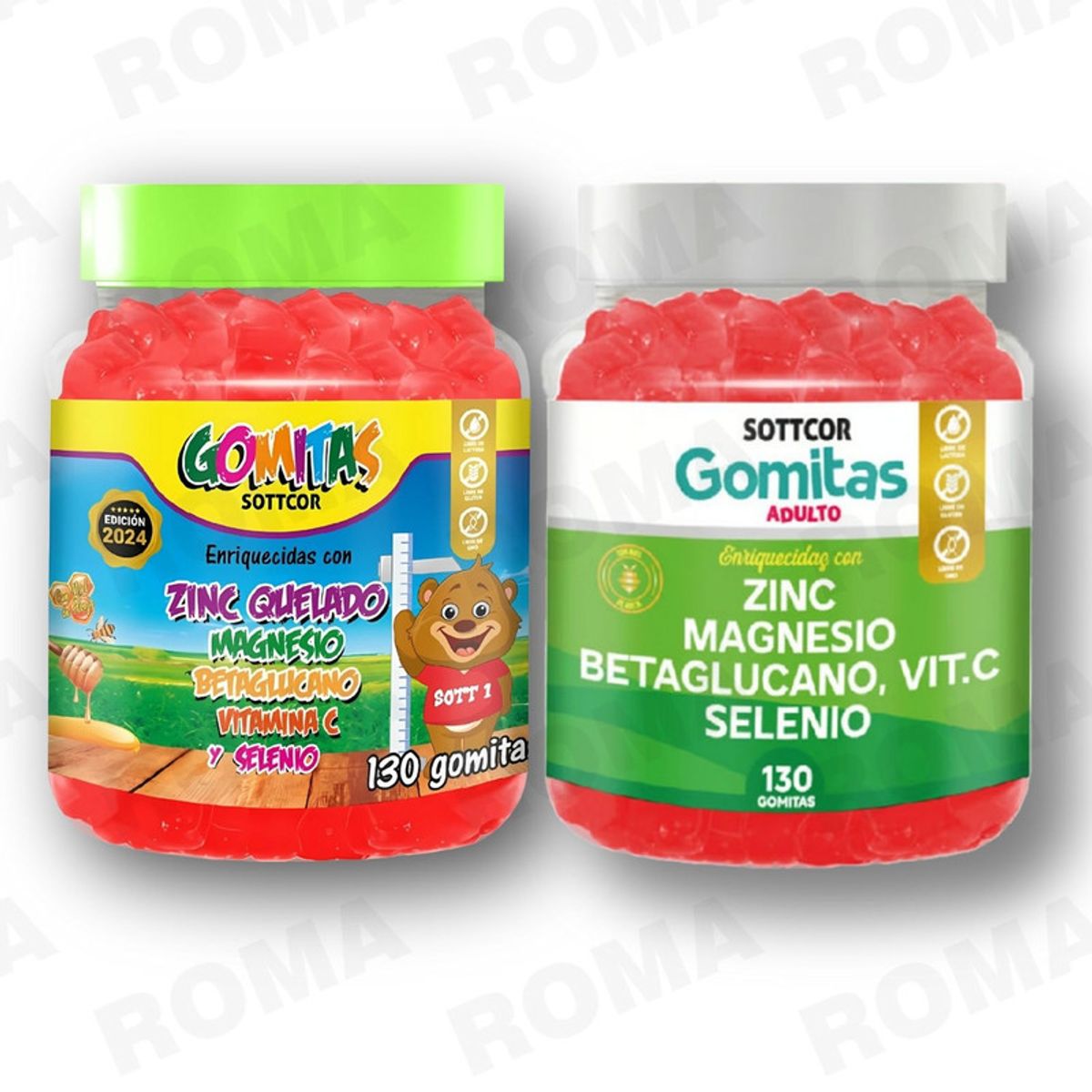 GENERICO - PACK 2 GOMITAS ZINC QUELADO NIÑOS  + ZINC ADULTO 260 UND