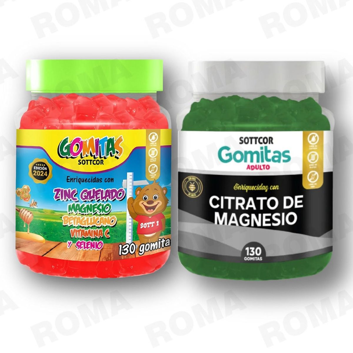 GENERICO - PACK 2 GOMITAS ZINC QUELADO NIÑOS  + CITRATO DE MAGNESIO ADULTO x2