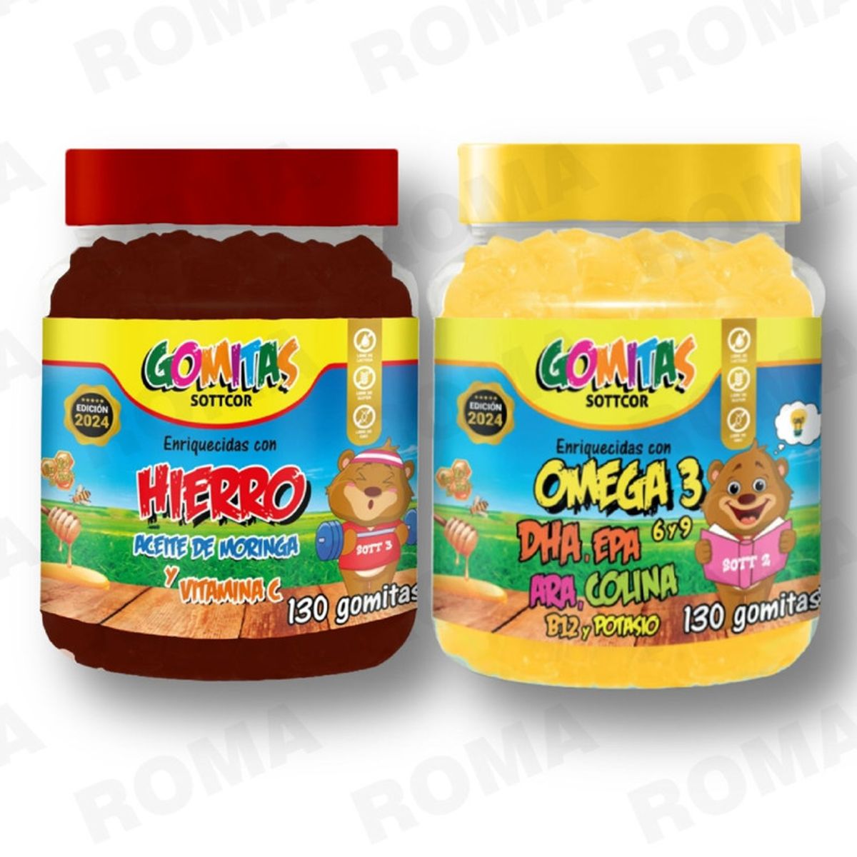 GENERICO - PACK 2 GOMITAS HIERRO NIÑOS + OMEGA 3 NIÑOS 260 UND