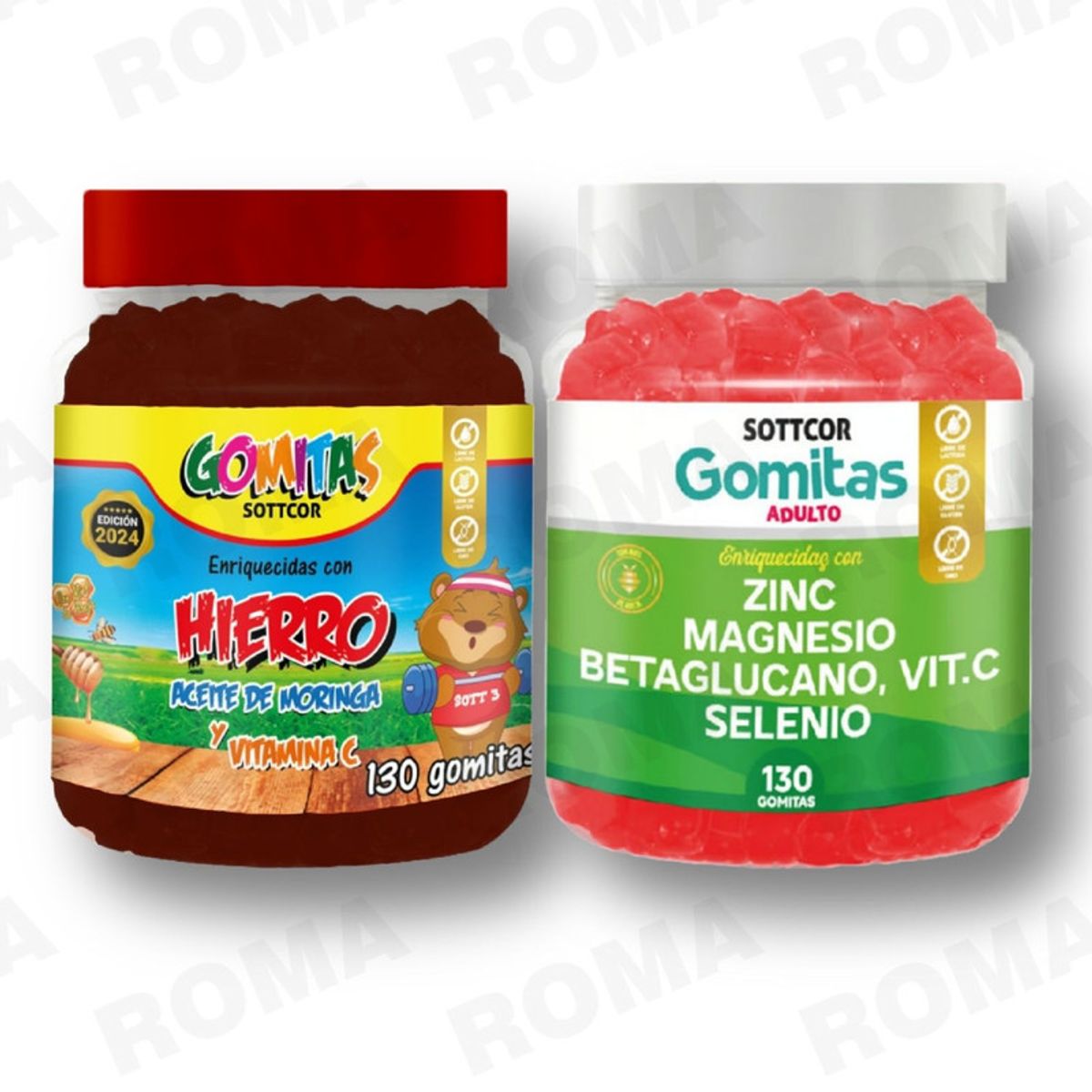 GENERICO - PACK 2 GOMITAS HIERRO NIÑOS  + ZINC ADULTO 260 UND
