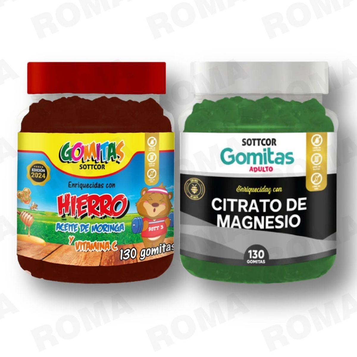 GENERICO - PACK 2 GOMITAS HIERRO NIÑOS  + CITRATO DE MAGNESIO ADULTO 260 UND