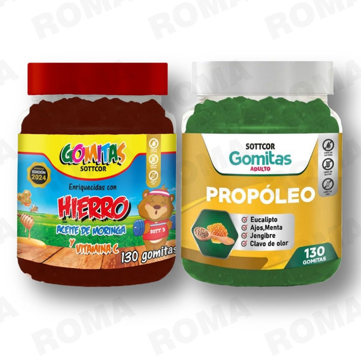 GENERICO - PACK 2 GOMITAS HIERRO NIÑOS  + PROPOLEO ADULTO 260 UND