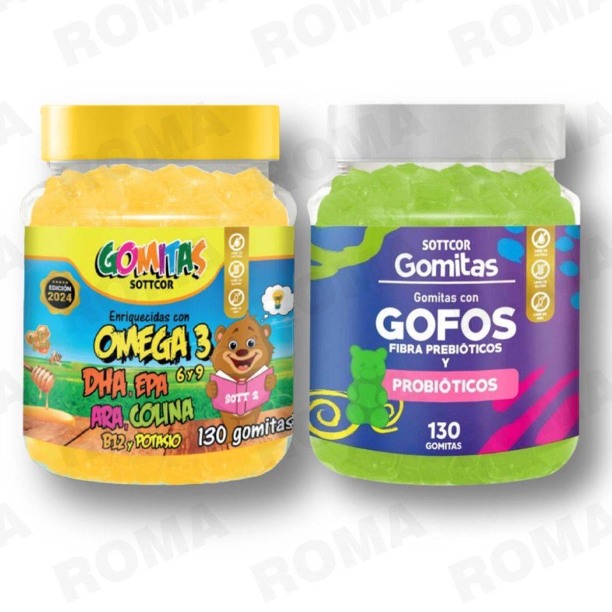 GENERICO - PACK 2 GOMITAS OMEGA 3 NIÑOS  + GOFOS PARA NIÑOS 260 UND