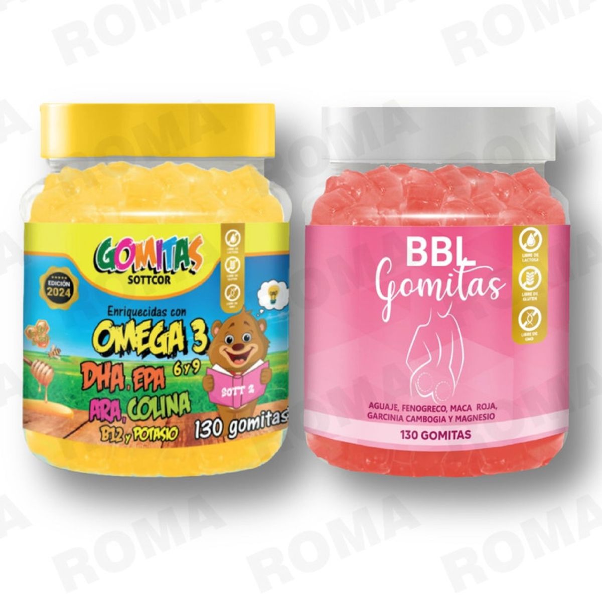 GENERICO - PACK 2 GOMITAS OMEGA 3 NIÑOS   + GOMITAS AGUAJE BBL 260 UND
