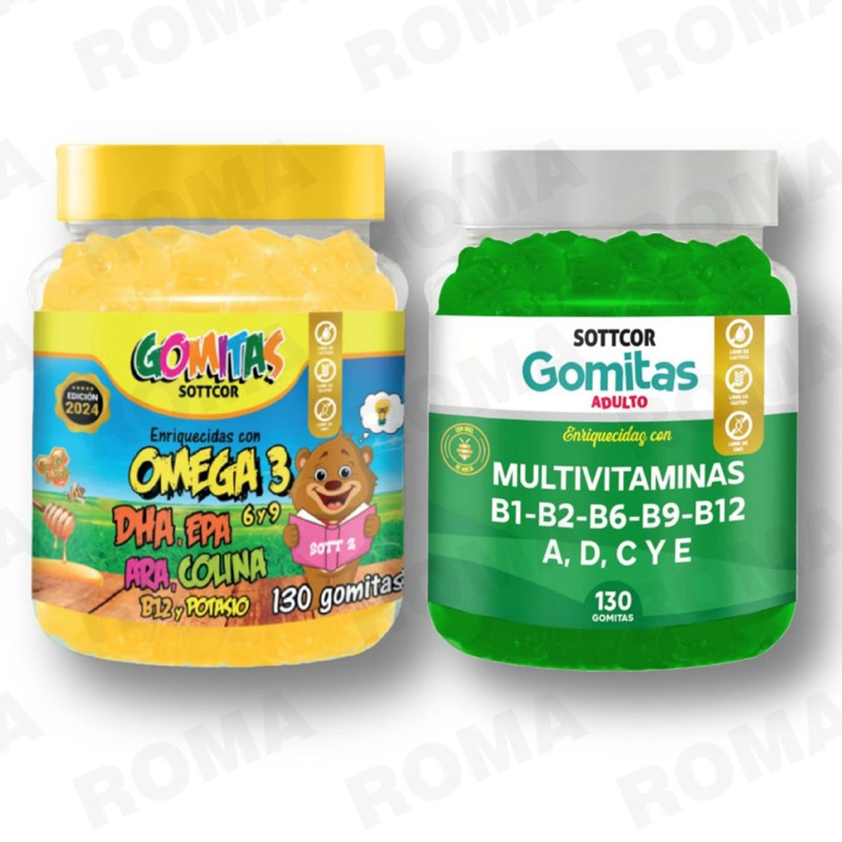 GENERICO - PACK 2 GOMITAS OMEGA 3 NIÑOS + MULTIVITAMINAS ADULTOS 260 UND