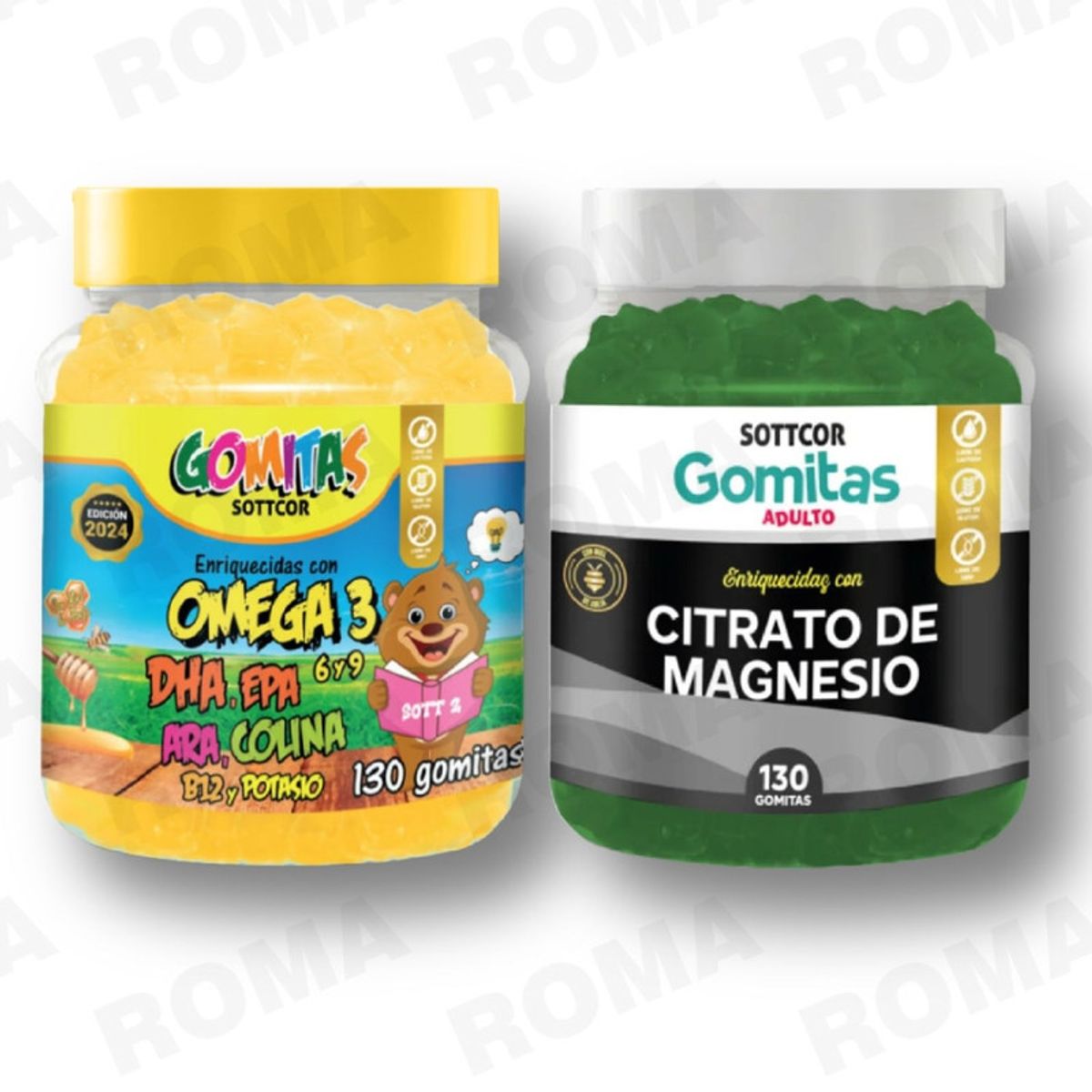 GENERICO - PACK 2 GOMITAS OMEGA 3 NIÑOS + CITRATO DE MAGNESIO ADULTO 260 UND