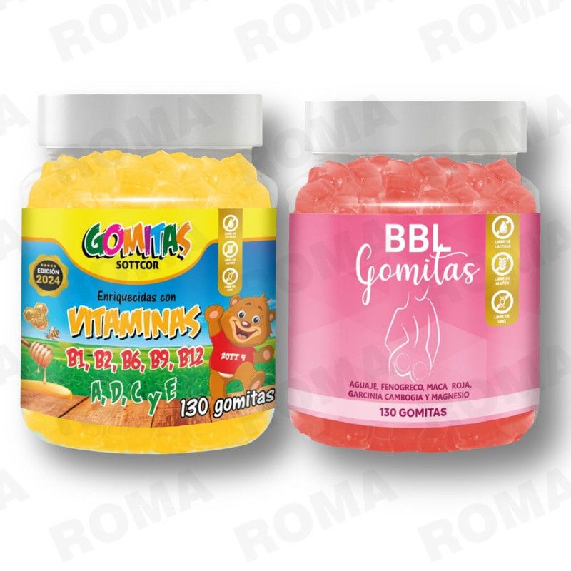 GENERICO - PACK 2 GOMITAS VITAMINAS PARA NIÑOS + GOMITAS AGUAJE BBL 260 UND