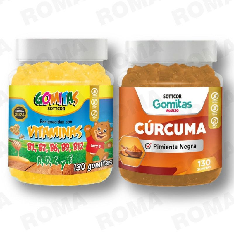 GENERICO - PACK 2 GOMITAS VITAMINAS PARA NIÑOS + GOMITAS CÚRCUMA 260 UND