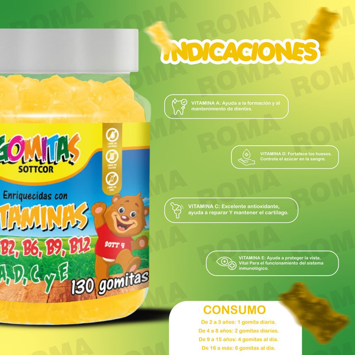 GENERICO - PACK 2 GOMITAS VITAMINAS PARA NIÑOS + OMEGA 3 ADULTO 260 UND