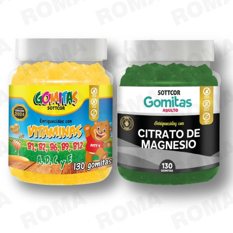 GENERICO - PACK 2 GOMITAS VITAMINAS PARA NIÑOS + CITRATO DE MAGNESIO ADULTO x2