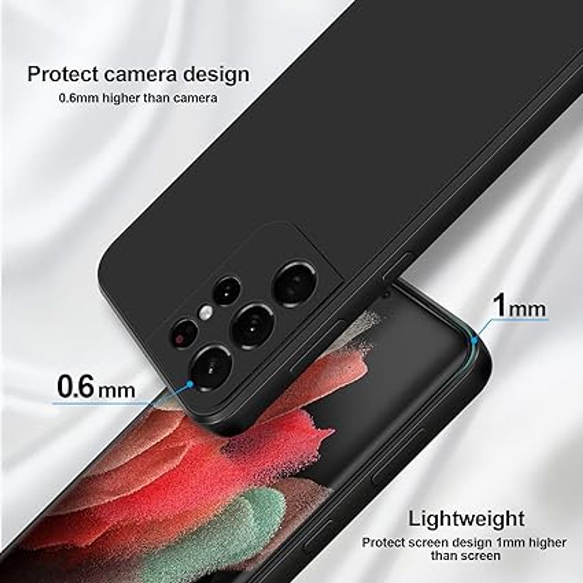 GENERICO - Case Protector para Samsung S21 ULTRA Silicona Negro