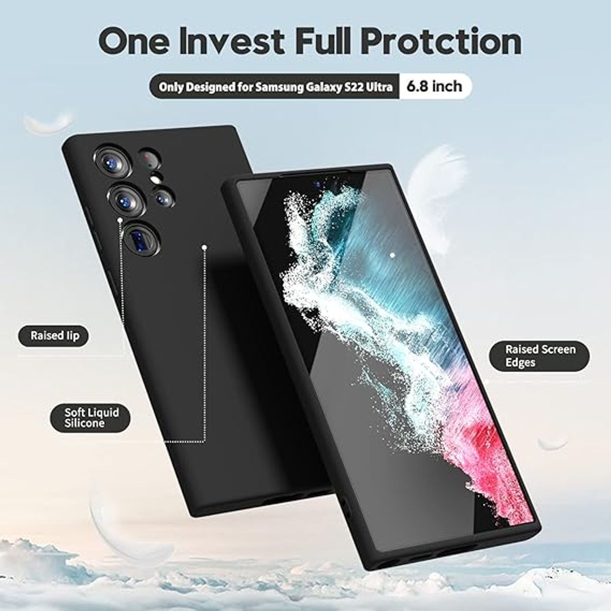 GENERICO - Case Protector para Samsung S22 ULTRA Silicona Negro