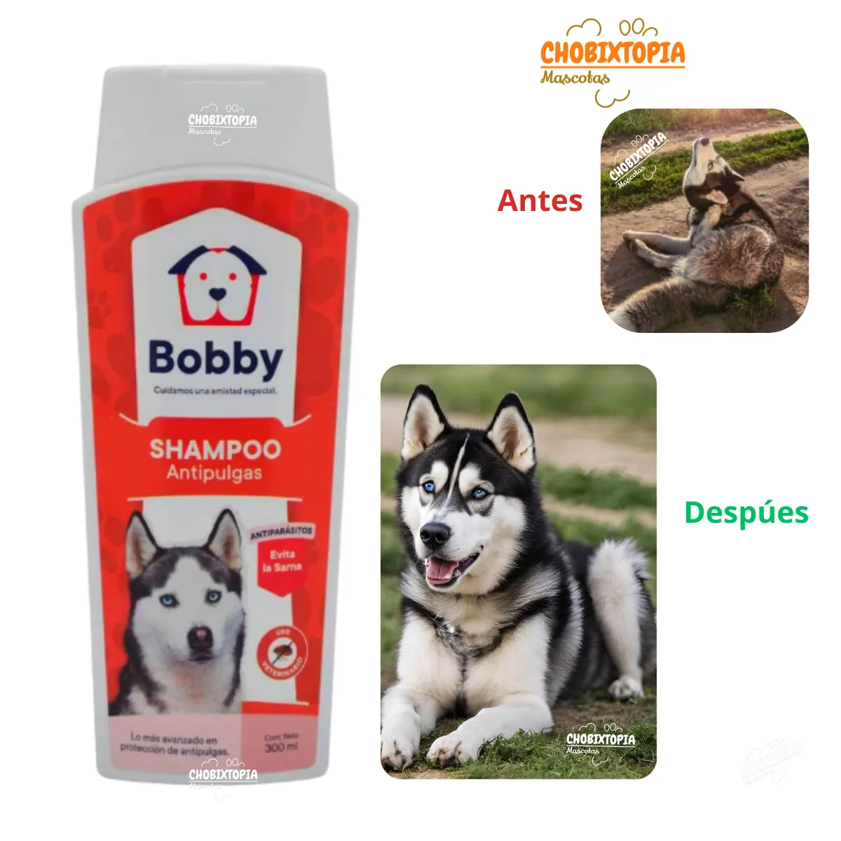 BOBBY - SHAMPOO BOBBY ANTIPULGAS PARA PERROS FRASCO x 300 mL